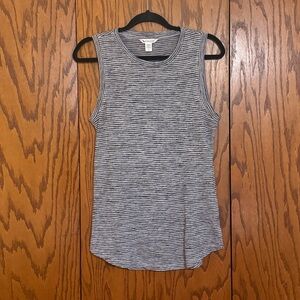 Athleta Tank Top Women Small Gray Striped Sleeveless Modal Blend Activewear
